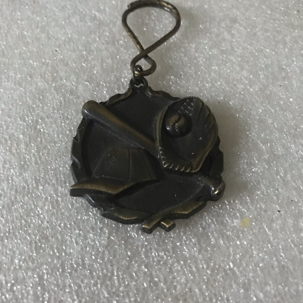 Vintage-Inspired Bronze Baseball Key chain Brown